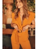 Elegant jumpsuit with a mustard collar FG573 - Online store - Boutique